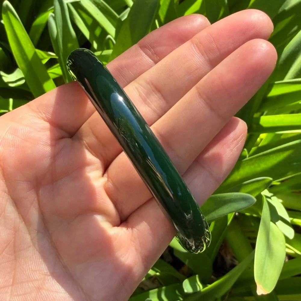 60mm inner diameter green‎ agate bangle 0355